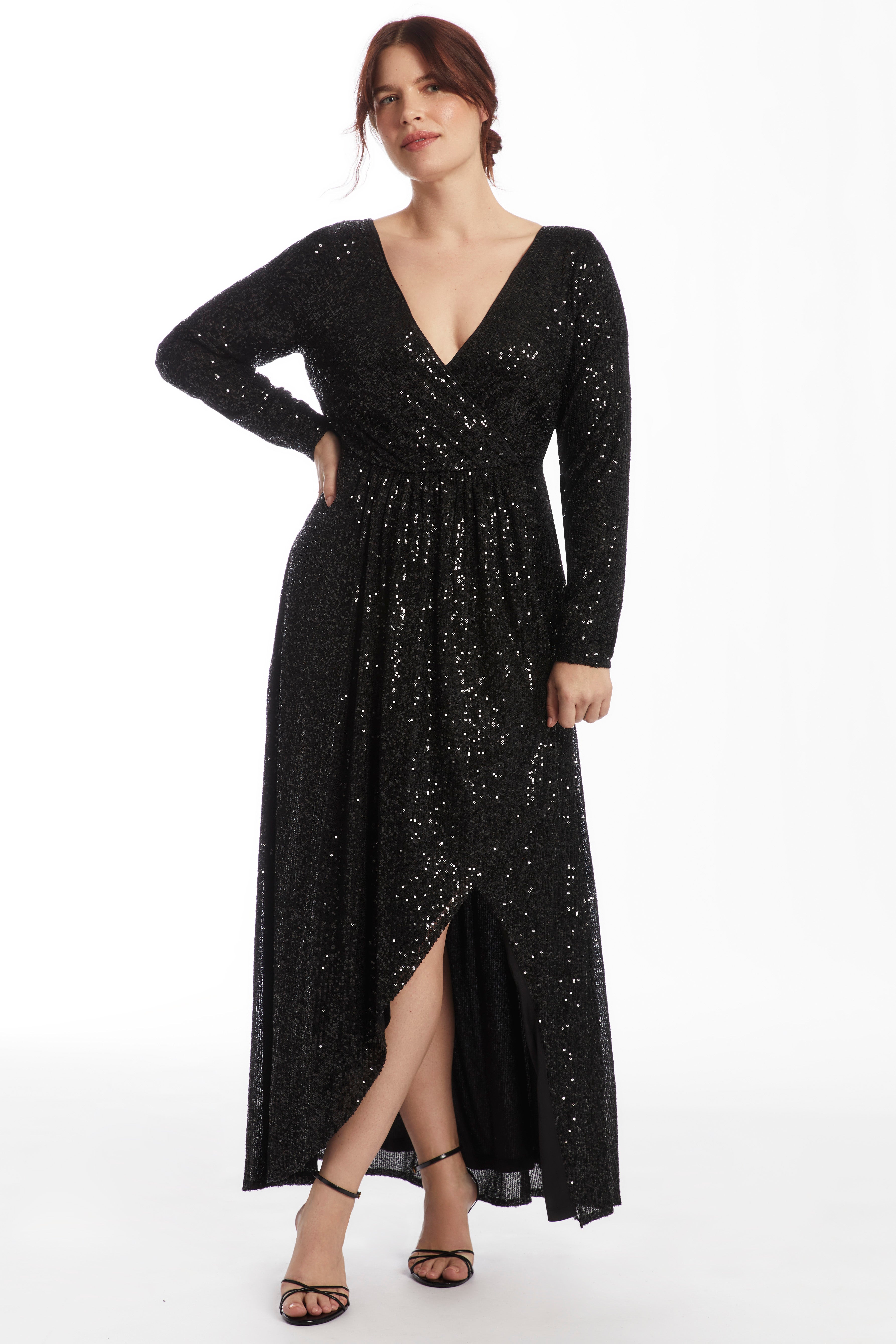 Sequin Faux Wrap Gown image number 0