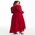 Puff Sleeve High-Low Maxi Chiffon Dress image number 2
