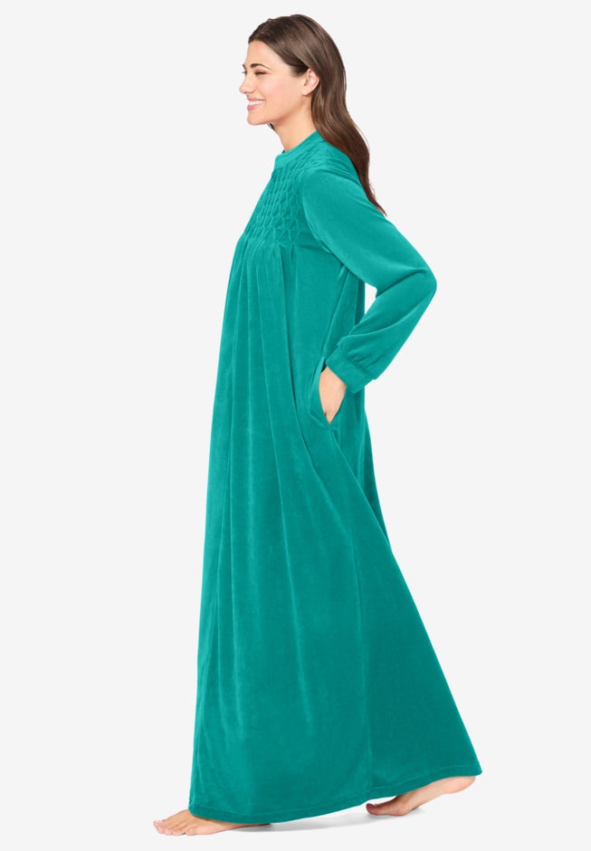 Smocked Velour Long Robe image number 2