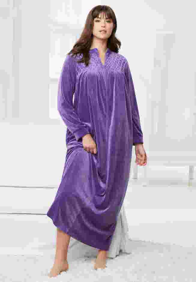 Smocked Velour Long Robe image number 4