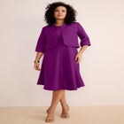 Plus Size Elbow Sleeve Fit-and-Flare Dress with Bolero Jacket &ndash; 2-Piece Suit image number null