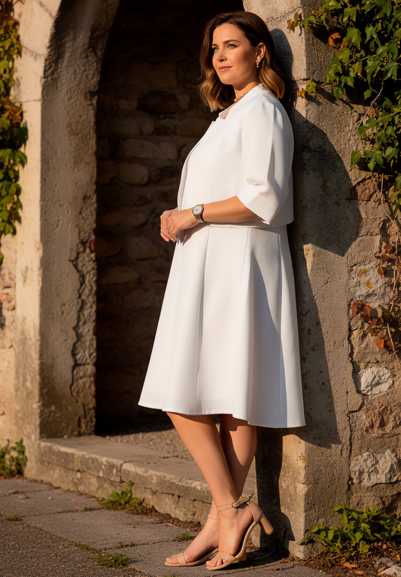 Plus Size Elbow Sleeve Fit-and-Flare Dress with Bolero Jacket &ndash; 2-Piece Suit image number 1