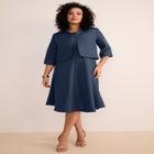 Plus Size Elbow Sleeve Fit-and-Flare Dress with Bolero Jacket &ndash; 2-Piece Suit image number null