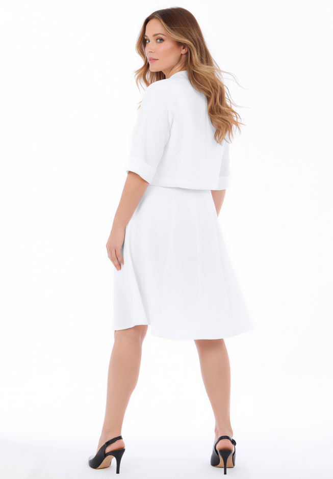 Plus Size Elbow Sleeve Fit-and-Flare Dress with Bolero Jacket &ndash; 2-Piece Suit image number 1