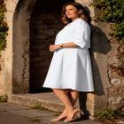 Plus Size Elbow Sleeve Fit-and-Flare Dress with Bolero Jacket &ndash; 2-Piece Suit image number null
