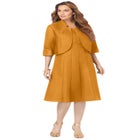 Plus Size Elbow Sleeve Fit-and-Flare Dress with Bolero Jacket – 2-Piece Suit image number null