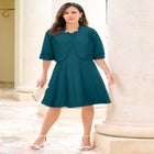 Plus Size Elbow Sleeve Fit-and-Flare Dress with Bolero Jacket – 2-Piece Suit image number null