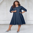 Plus Size Elbow Sleeve Fit-and-Flare Dress with Bolero Jacket – 2-Piece Suit image number null
