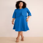 Plus Size Elbow Sleeve Fit-and-Flare Dress with Bolero Jacket &ndash; 2-Piece Suit image number null