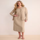 Plus Size Long Sleeve Pleated Jacket Dress Set &ndash; Elegant 2-Piece Sheath Suit image number null