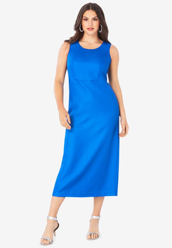 Plus Size Long Sleeve Pleated Jacket Dress Set – Elegant 2-Piece Sheath Suit image number 3