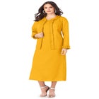 Plus Size Long Sleeve Pleated Jacket Dress Set – Elegant 2-Piece Sheath Suit image number null