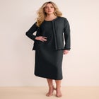 Plus Size Long Sleeve Pleated Jacket Dress Set &ndash; Elegant 2-Piece Sheath Suit image number null