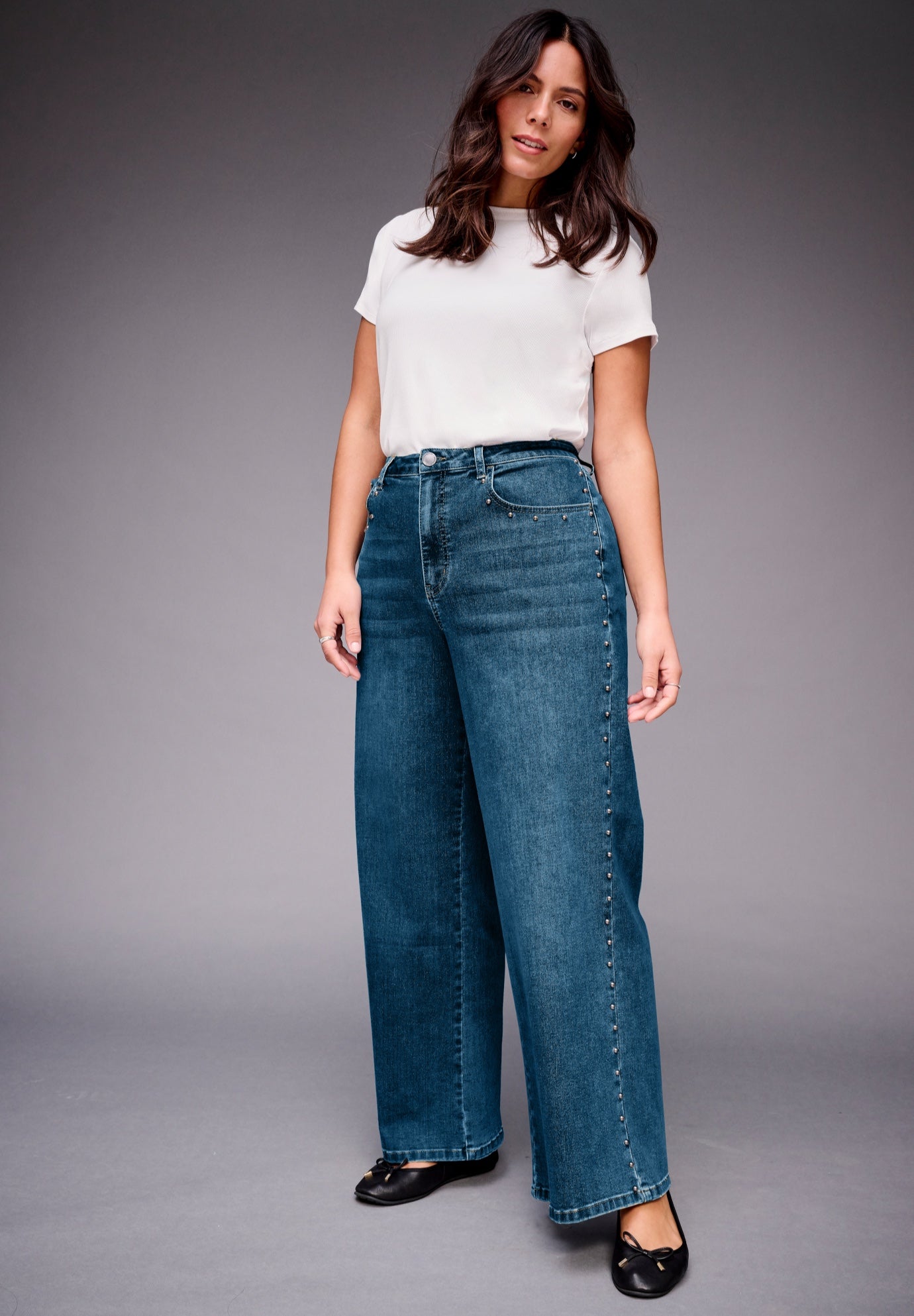 Studded Wide Leg Jean image number 1