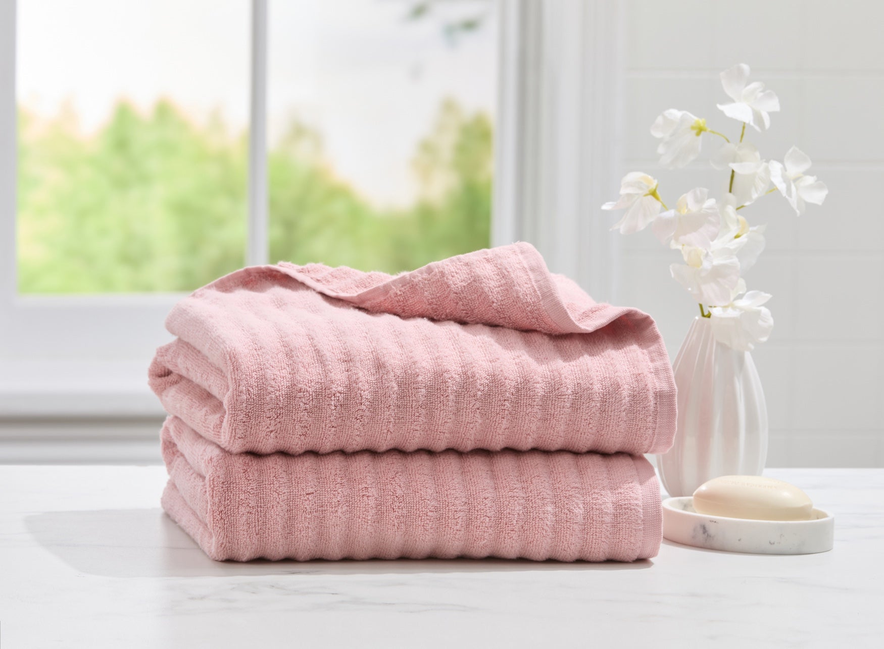 2-Pc. Ribbed Cotton Bath Towel Set image number 0