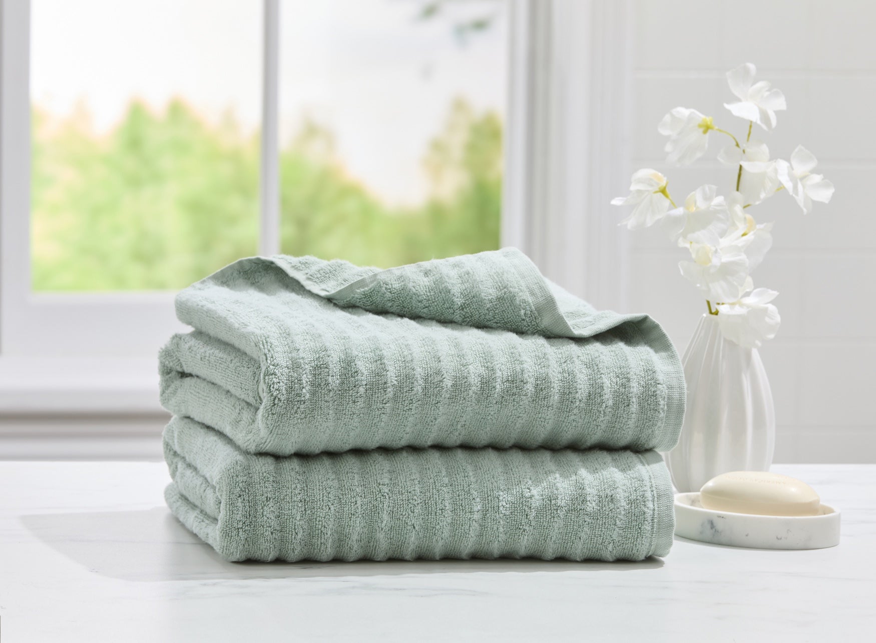 2-Pc. Ribbed Cotton Bath Towel Set image number 0