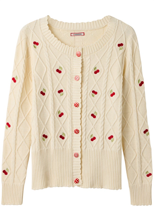 Embroidered Cable Cardigan image number 1
