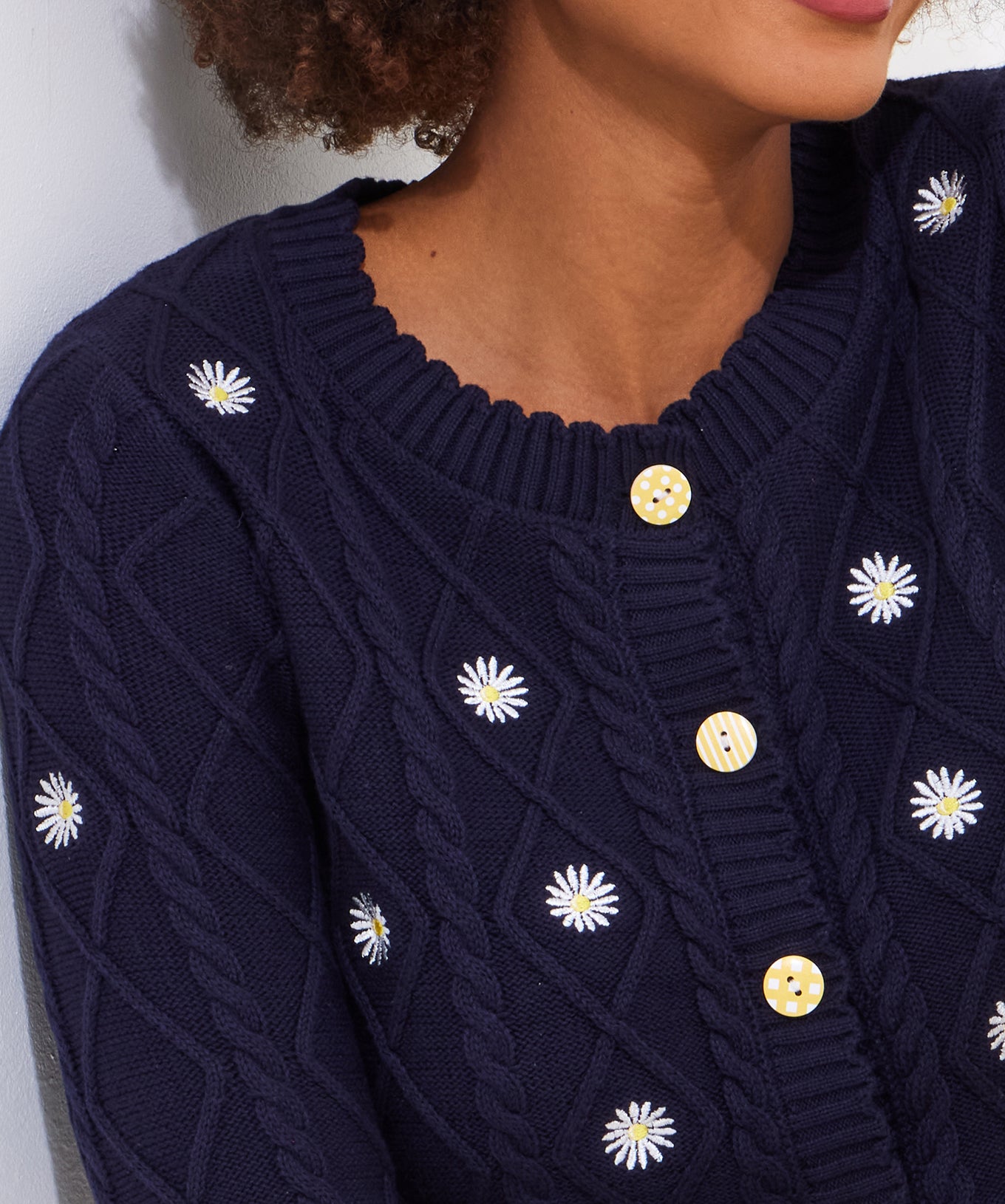 Embroidered Cable Cardigan image number 2