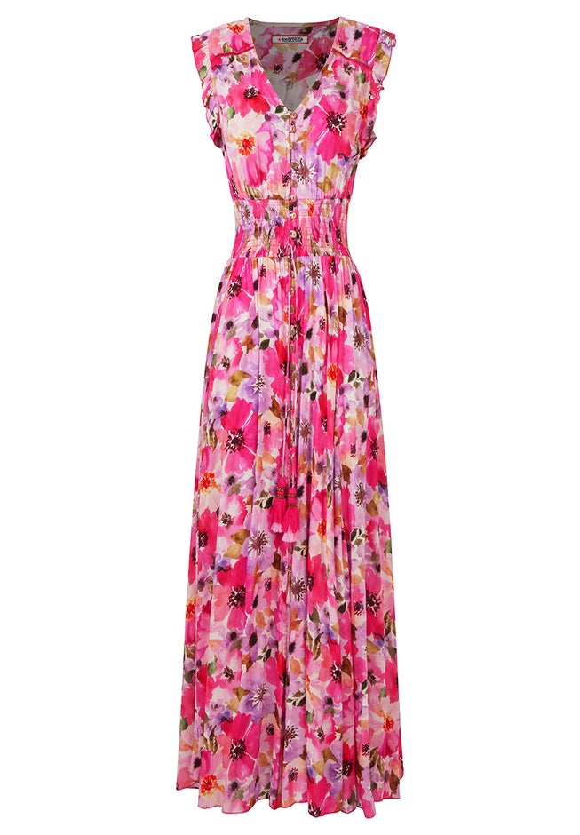 V-neck Ruffle Maxi Dress image number 4
