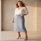 Classic Cotton Denim Midi Skirt image number null
