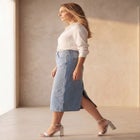 Classic Cotton Denim Midi Skirt image number null