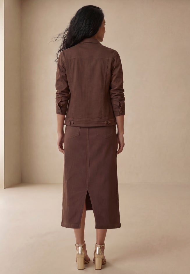 Classic Cotton Denim Midi Skirt image number 2