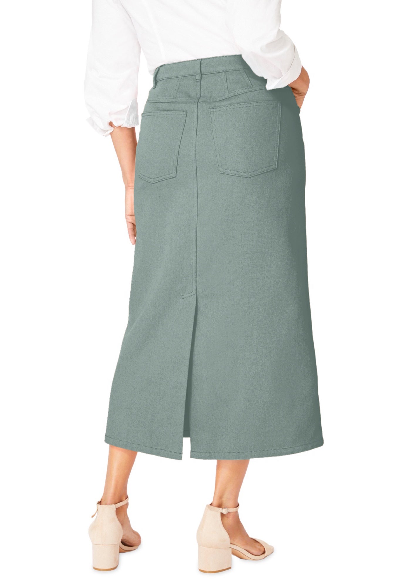 Classic Cotton Denim Midi Skirt image number 2