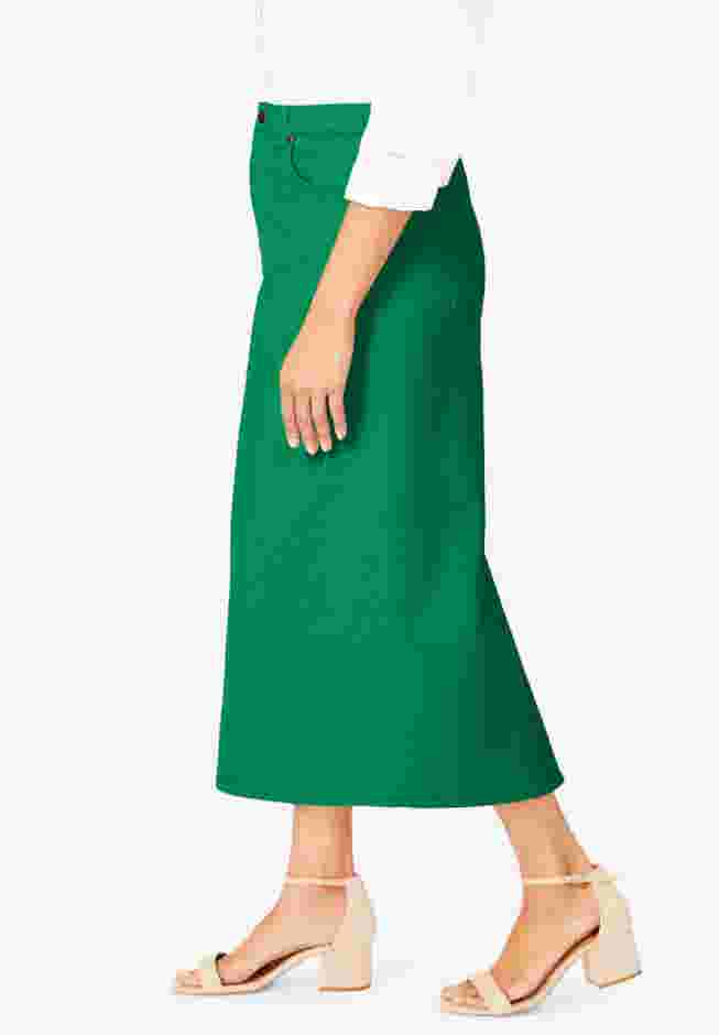 Classic Cotton Denim Midi Skirt image number 2