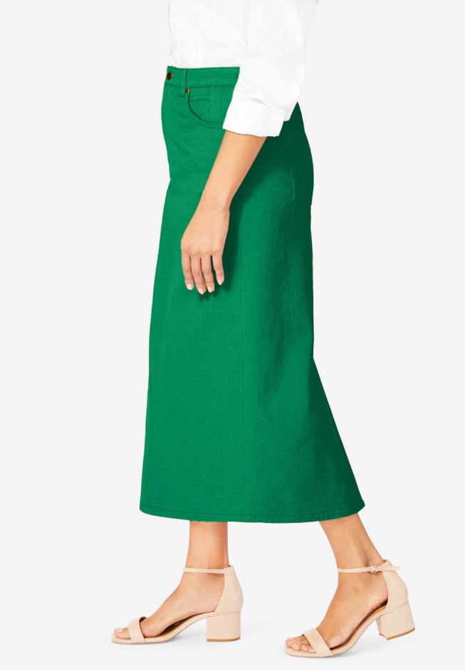 Classic Cotton Denim Midi Skirt image number 2
