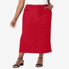 Classic Cotton Denim Midi Skirt image number null