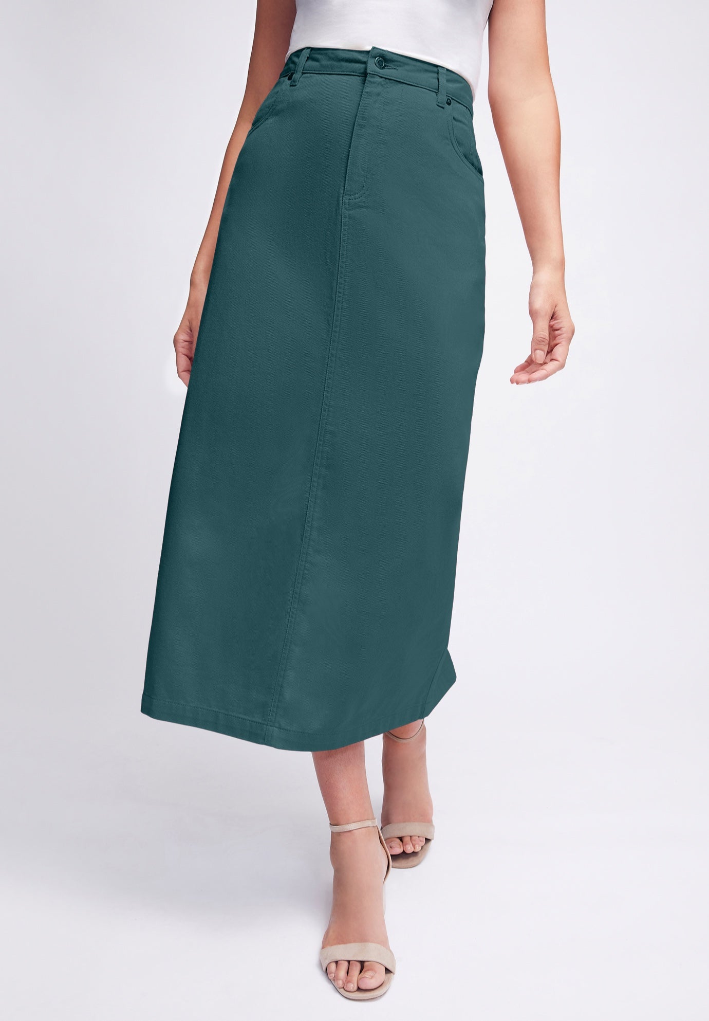Classic Cotton Denim Midi Skirt image number 0