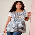 Printed Cap-Sleeve Top image number null