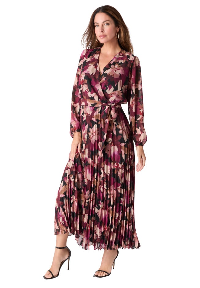 Pleated Chiffon Maxi Dress image number 3