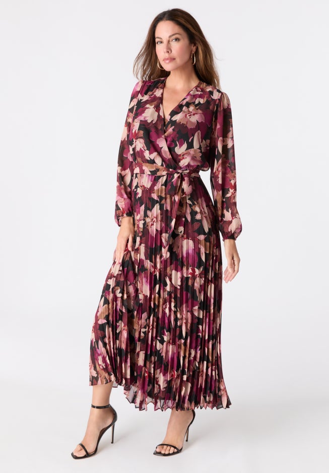 Pleated Chiffon Maxi Dress image number null
