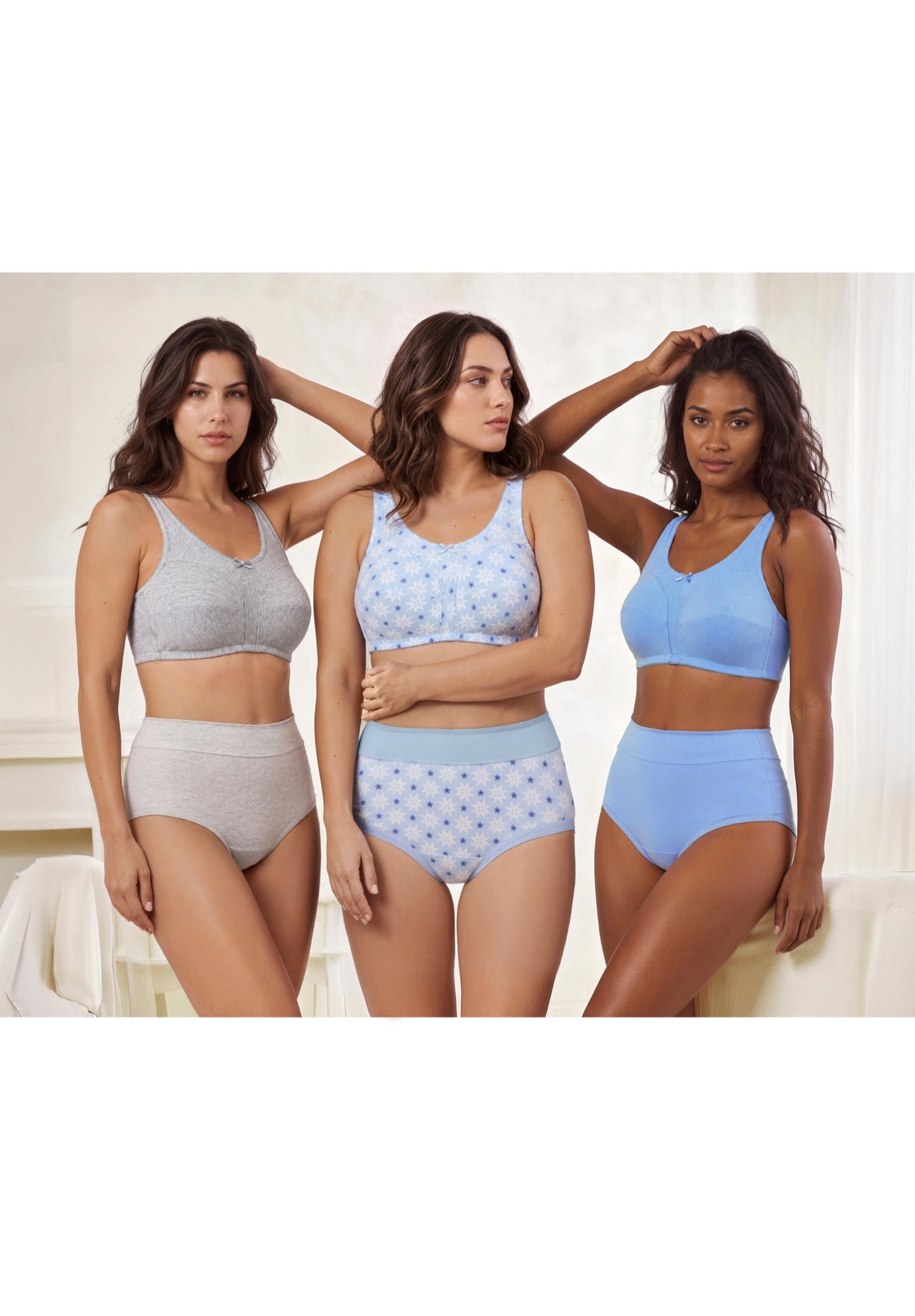 3-Pack Wireless Light Support Cotton Bra image number 0