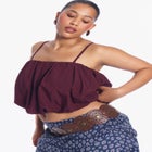 Satin Cropped Bubble Top image number 1