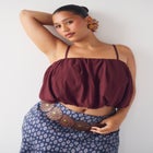 Satin Cropped Bubble Top image number 3