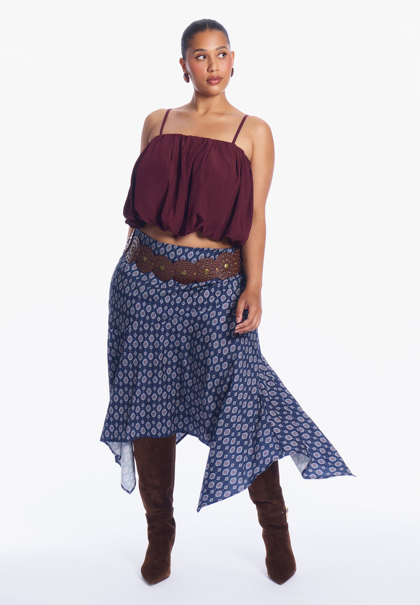 Satin Cropped Bubble Top image number 0