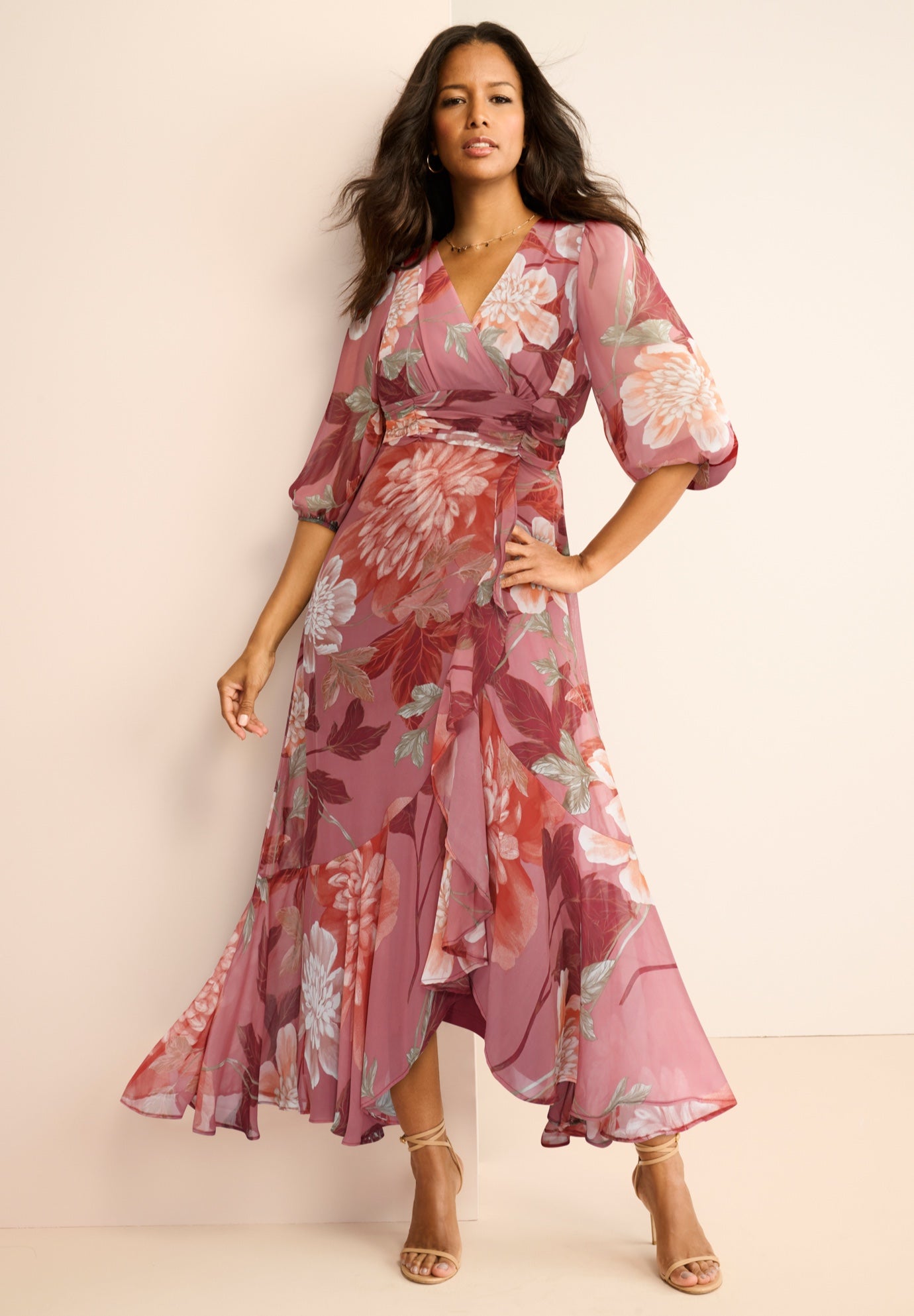 Overlay Ruffle Maxi Dress image number 0