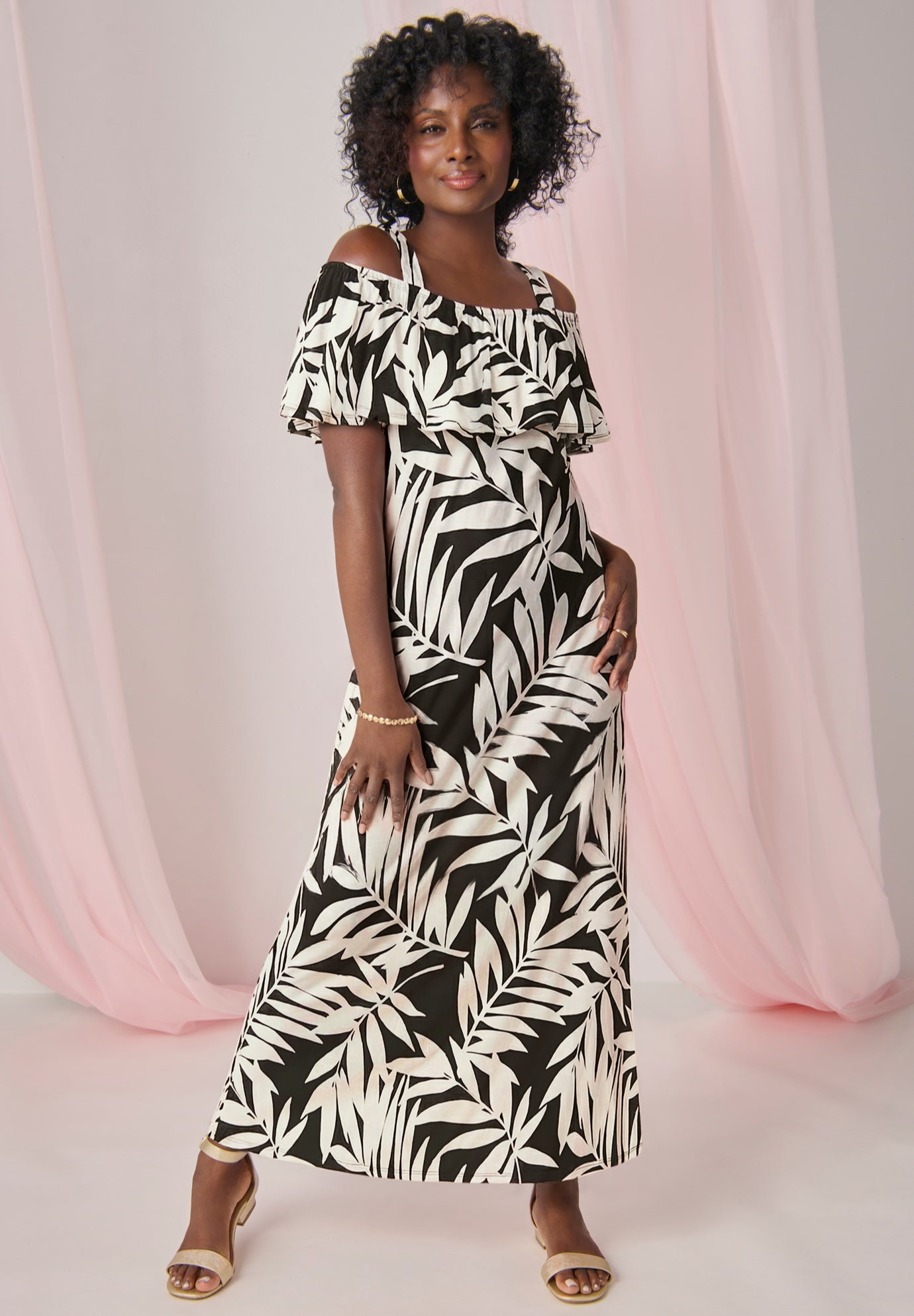 Cold Shoulder A-Line Maxi Dress image number 0