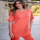 Plus Size Soft Knit Tunic with Notch Neckline image number null