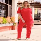 Plus Size Soft Knit Tunic with Notch Neckline image number null