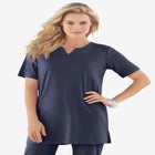 Plus Size Soft Knit Tunic with Notch Neckline image number null