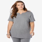 Plus Size Soft Knit Tunic with Notch Neckline image number null