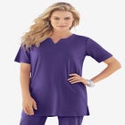 Plus Size Soft Knit Tunic with Notch Neckline image number null
