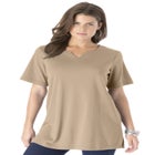 Plus Size Soft Knit Tunic with Notch Neckline image number null