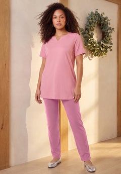 Plus Size Soft Knit Tunic with Notch Neckline