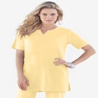 Plus Size Soft Knit Tunic with Notch Neckline image number null