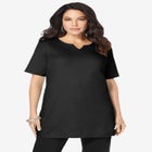Plus Size Soft Knit Tunic with Notch Neckline image number null
