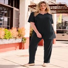 Plus Size Soft Knit Tunic with Notch Neckline image number null